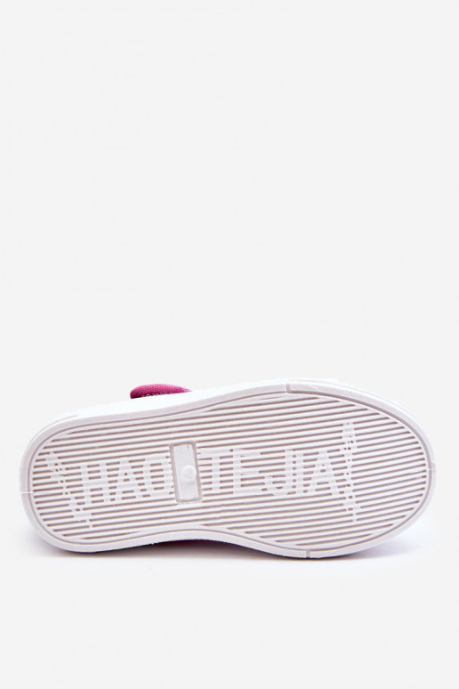 Bailarinas infantis com fechos adesivos na cor azul-rosa Selah