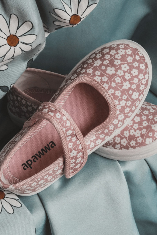 Sapatilhas infantis com fechos adesivos na cor rosa Selah
