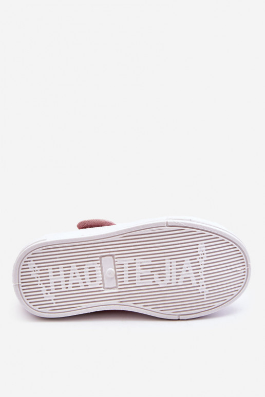 Sapatilhas infantis com fechos adesivos na cor rosa Selah