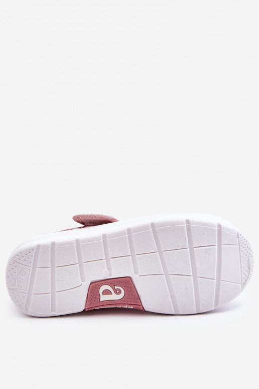 Sapatilhas infantis com fechos adesivos na cor rosa Selah