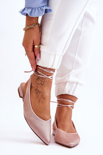 bailarinas com fitas e rebites bege Mavis