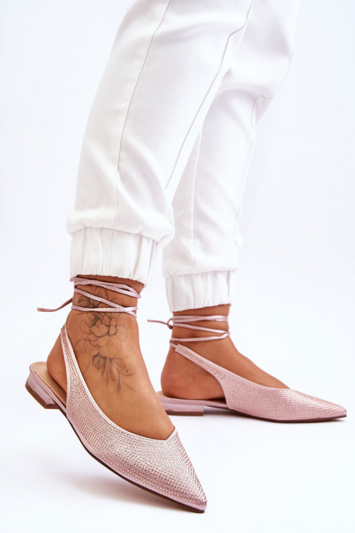 bailarinas com fitas e rebites bege Mavis bailarinas com fitas e rebites bege Mavis