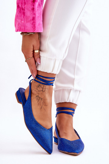 bailarinas com fitas e tachas em azul Mavis