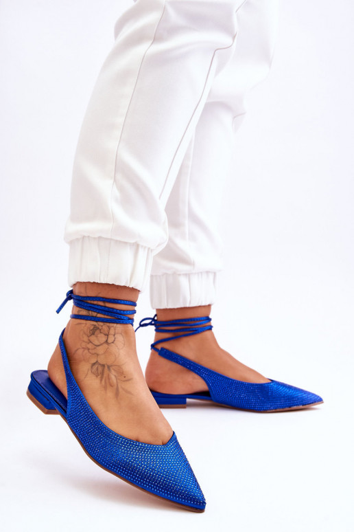 bailarinas com fitas e tachas em azul Mavis