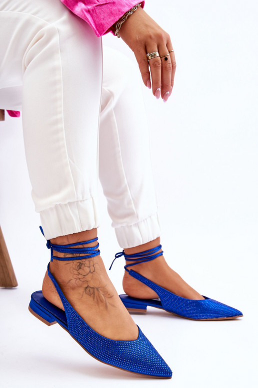 bailarinas com fitas e tachas em azul Mavis