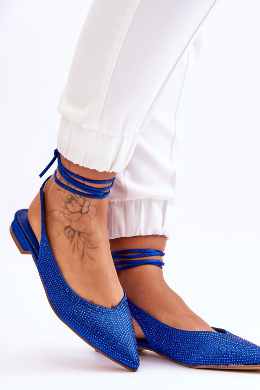 bailarinas com fitas e tachas em azul Mavis