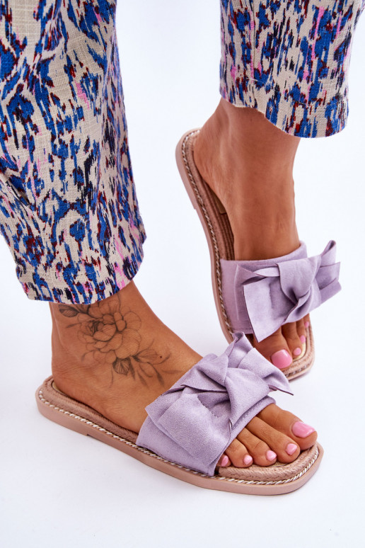 de camurça Chinelos com fitas Roxo Ambra