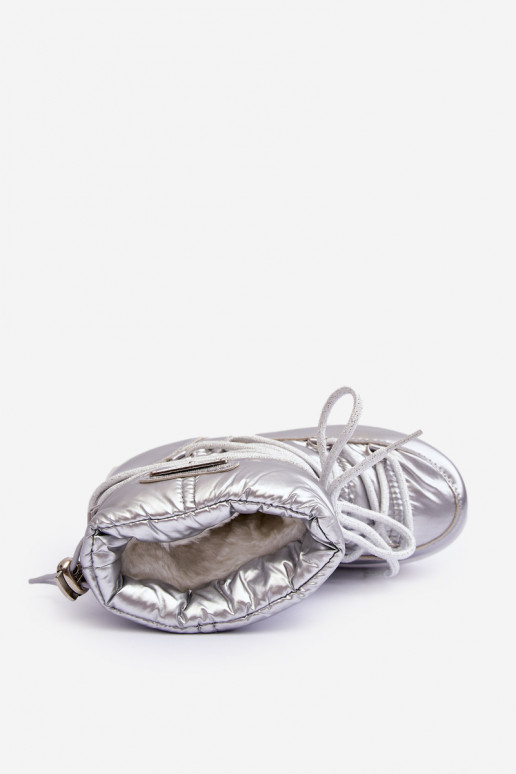 Botas de neve infantis aquecidas com atacadores cor prata Colina Botas de neve infantis aquecidas com atacadores cor prata Colina