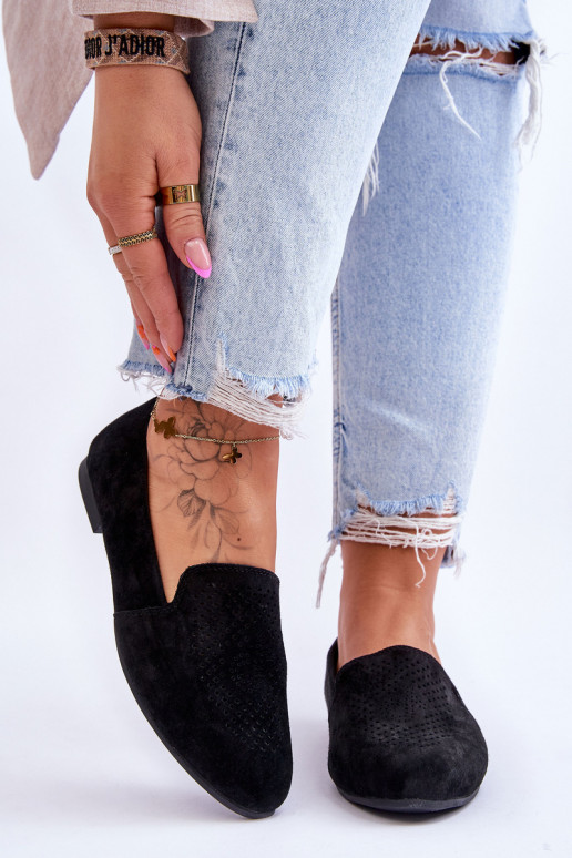 confeccionado em camurça Mocassins cor preta Giovana confeccionado em camurça Mocassins cor preta Giovana