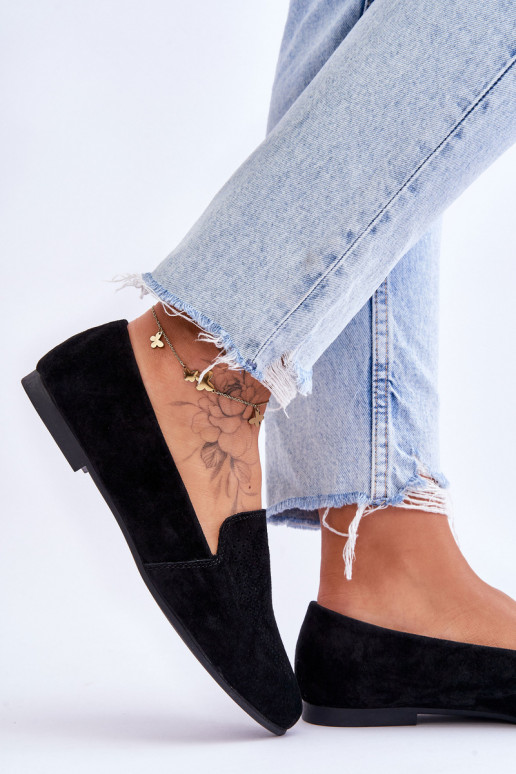 confeccionado em camurça Mocassins cor preta Giovana confeccionado em camurça Mocassins cor preta Giovana