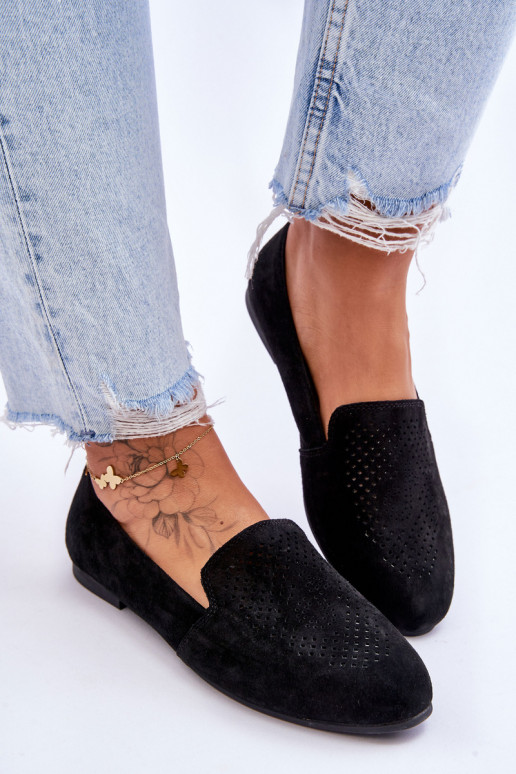 confeccionado em camurça Mocassins cor preta Giovana confeccionado em camurça Mocassins cor preta Giovana