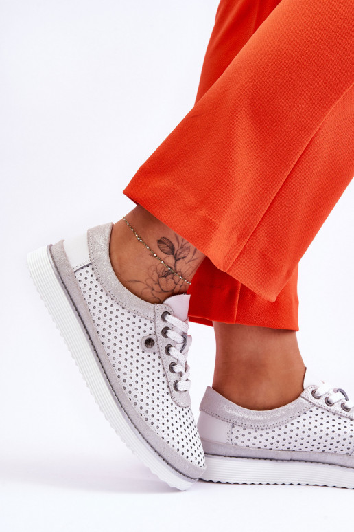 Sapatos abertos Estilo esportivo Cor branco-prata Cantare Sapatos abertos Estilo esportivo Cor branco-prata Cantare