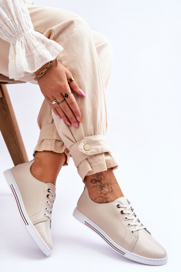 Sapatos de lazer femininos bege S.Barski LR268R 2