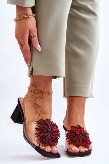 Chinelos transparentes com salto S.Barski KV-AP658-1 cor preta