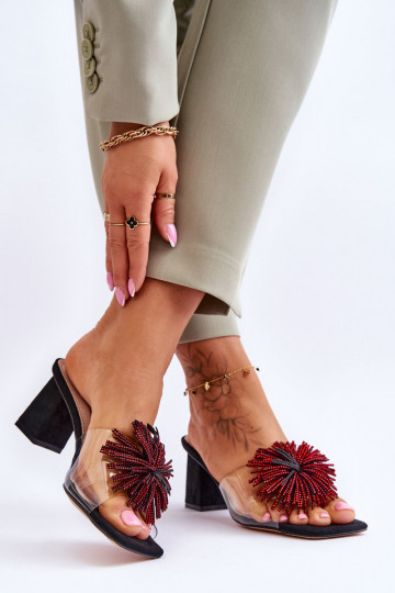 Chinelos transparentes com salto S.Barski KV-AP658-1 cor preta 2