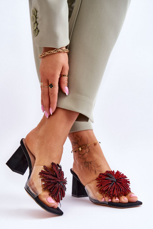 Chinelos transparentes com salto S.Barski KV-AP658-1 cor preta Chinelos transparentes com salto S.Barski KV-AP658-1 cor preta