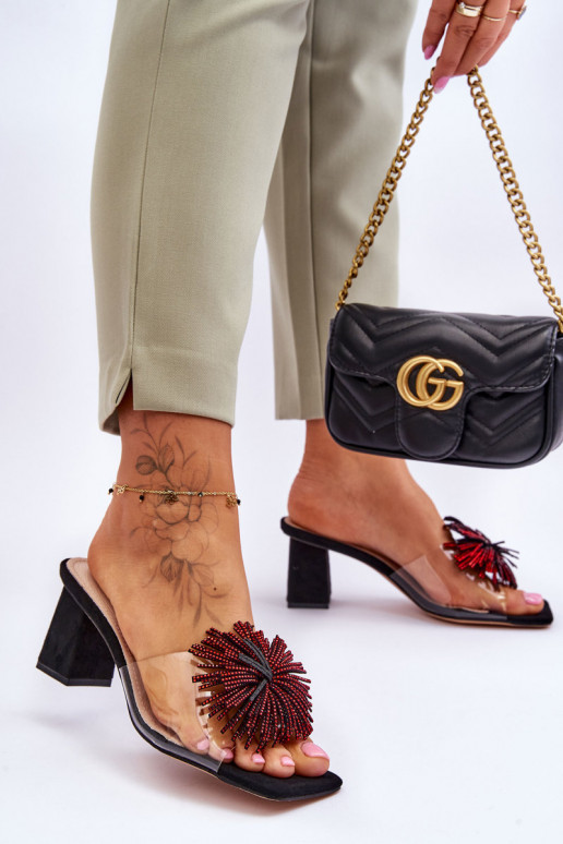 Chinelos transparentes com salto S.Barski KV-AP658-1 cor preta Chinelos transparentes com salto S.Barski KV-AP658-1 cor preta