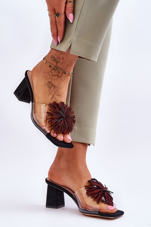 Chinelos transparentes com salto S.Barski KV-AP658-1 cor preta Chinelos transparentes com salto S.Barski KV-AP658-1 cor preta