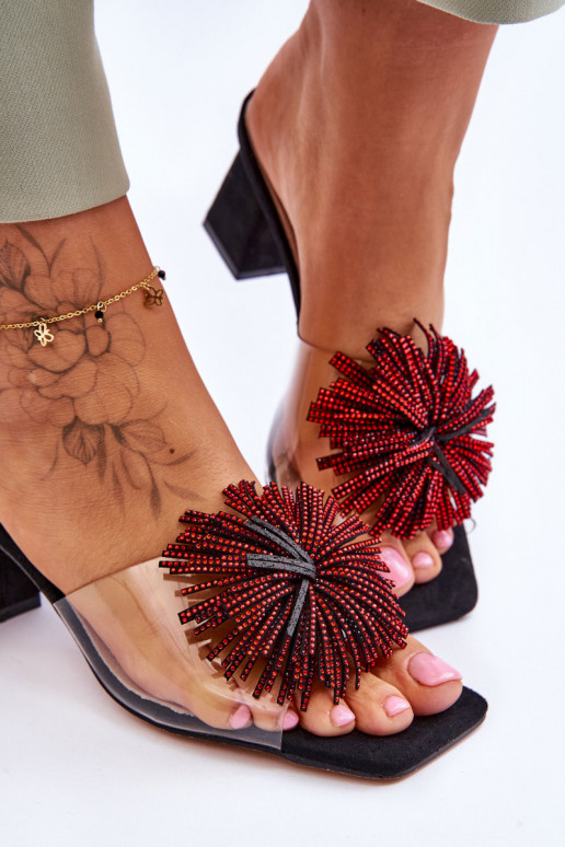 Chinelos transparentes com salto S.Barski KV-AP658-1 cor preta Chinelos transparentes com salto S.Barski KV-AP658-1 cor preta