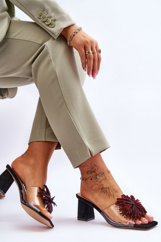 Chinelos transparentes com salto S.Barski KV-AP658-1 cor preta Chinelos transparentes com salto S.Barski KV-AP658-1 cor preta