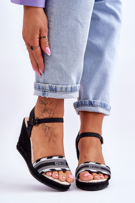 Sandálias plataforma confortáveis Big Star LL274877 pretas Sandálias plataforma confortáveis Big Star LL274877 pretas