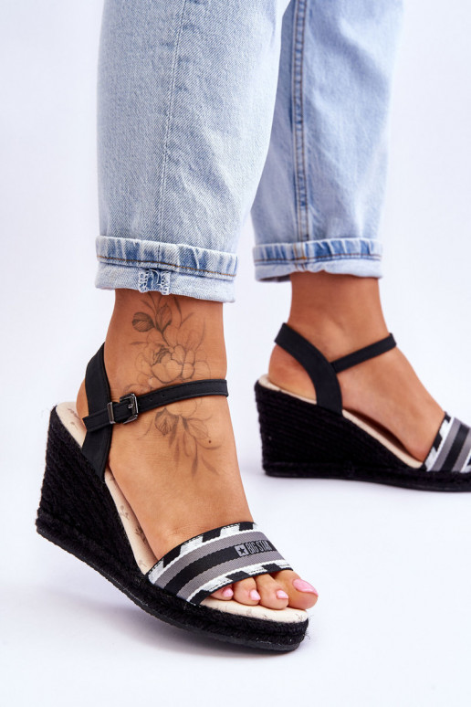 Sandálias plataforma confortáveis Big Star LL274877 pretas Sandálias plataforma confortáveis Big Star LL274877 pretas