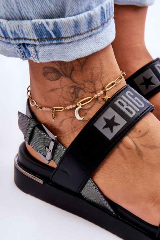 Sandálias rasteiras Big Star LL274938 cor preta Sandálias rasteiras Big Star LL274938 cor preta