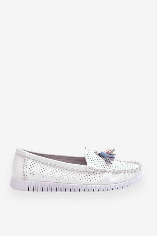 com elementos vazados Mocassins na cor branca Lanzarot