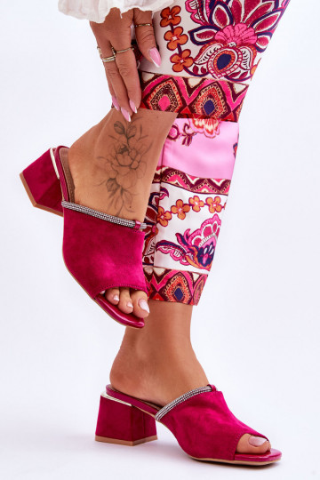 chinelos de camurça com salto S.Barski KV-612-2 cor rosa 2