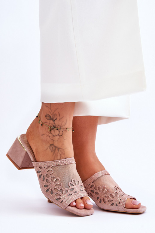 Chinelos com salto com malha S.Barski KV-612-1 Nude Chinelos com salto com malha S.Barski KV-612-1 Nude