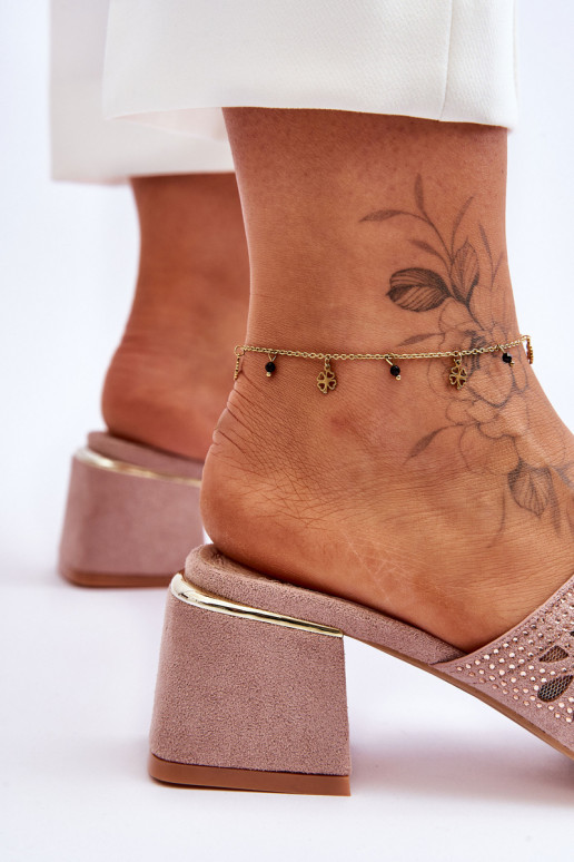 Chinelos com salto com malha S.Barski KV-612-1 Nude Chinelos com salto com malha S.Barski KV-612-1 Nude