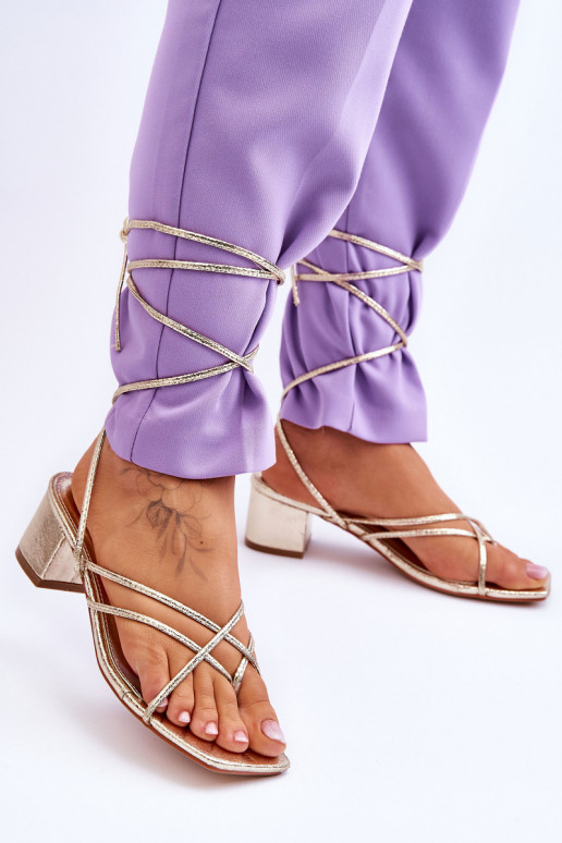Sapatos de salto alto com tiras na cor dourada Secret Love