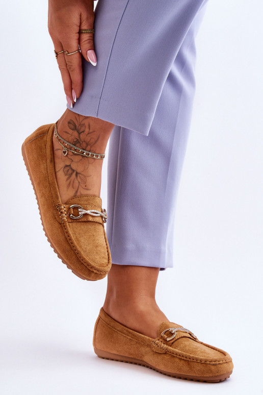 Mocassins clássicos de camurça com enfeites na cor marrom Amera Mocassins clássicos de camurça com enfeites na cor marrom Amera