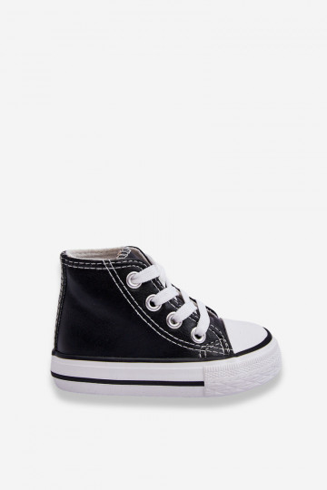 Tênis infantil de cano alto preto e branco Marney 2
