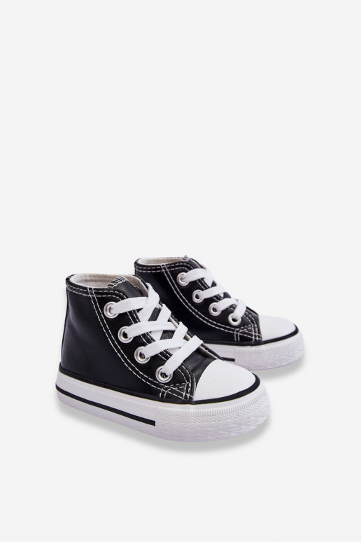 Tênis infantil de cano alto preto e branco Marney