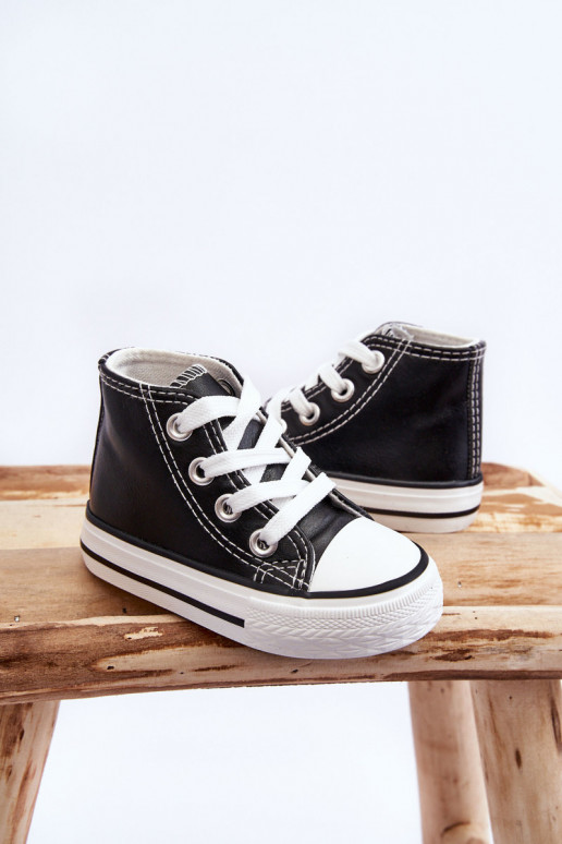 Tênis infantil de cano alto preto e branco Marney