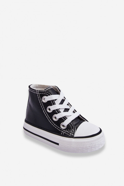Tênis infantil de cano alto preto e branco Marney