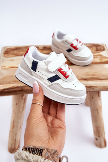 Calçado desportivo infantil do modelo clássico na cor branco-vermelho Marlin
