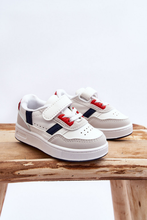 Calçado desportivo infantil do modelo clássico na cor branco-vermelho Marlin