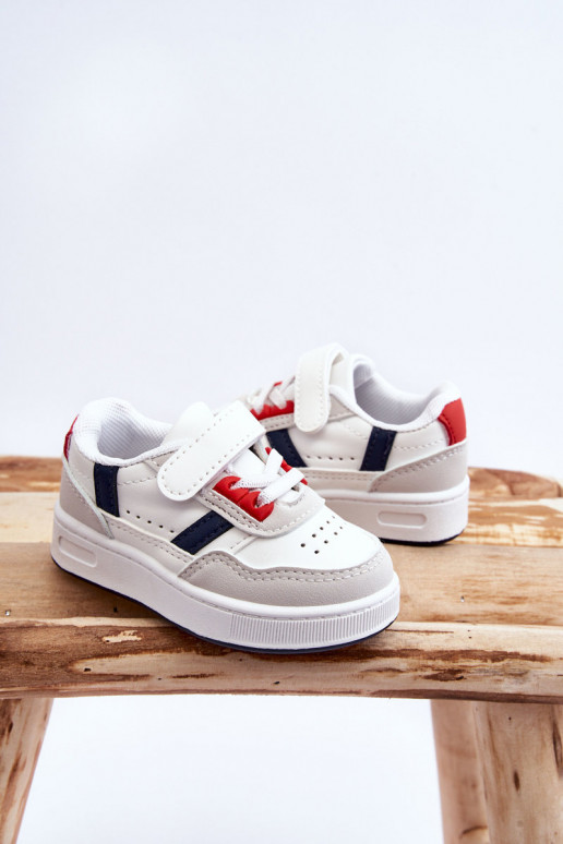 Calçado desportivo infantil do modelo clássico na cor branco-vermelho Marlin