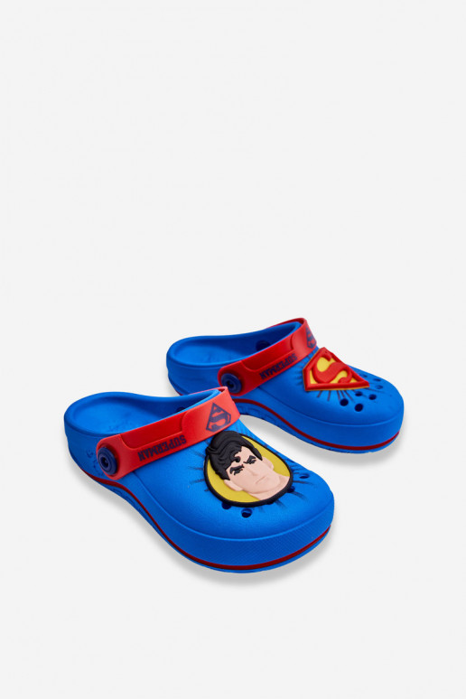 Chinelos infantis estilo crocodilo Superman Grendene Kids JJ385004 azul