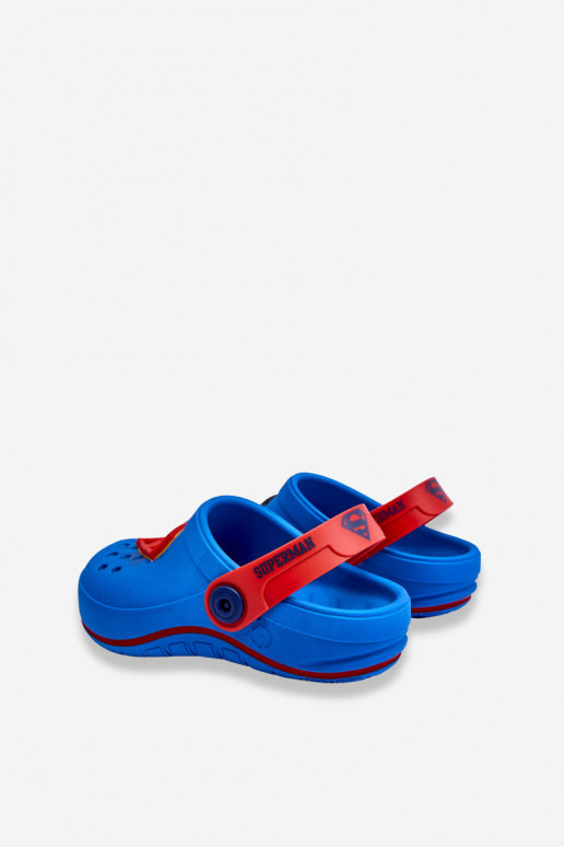 Chinelos infantis estilo crocodilo Superman Grendene Kids JJ385004 azul