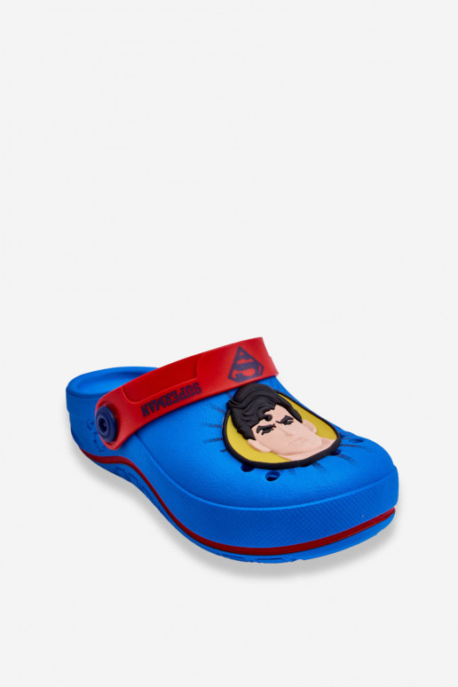 Chinelos infantis estilo crocodilo Superman Grendene Kids JJ385004 azul