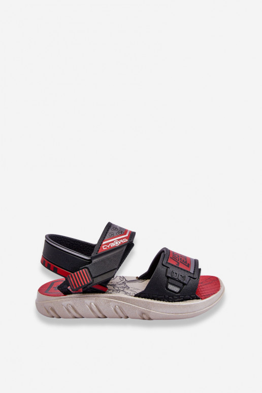 Sandálias infantis Grendene Kids JJ385011 pretas e vermelhas