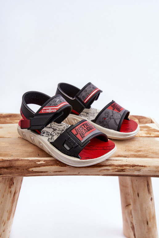 Sandálias infantis Grendene Kids JJ385011 pretas e vermelhas