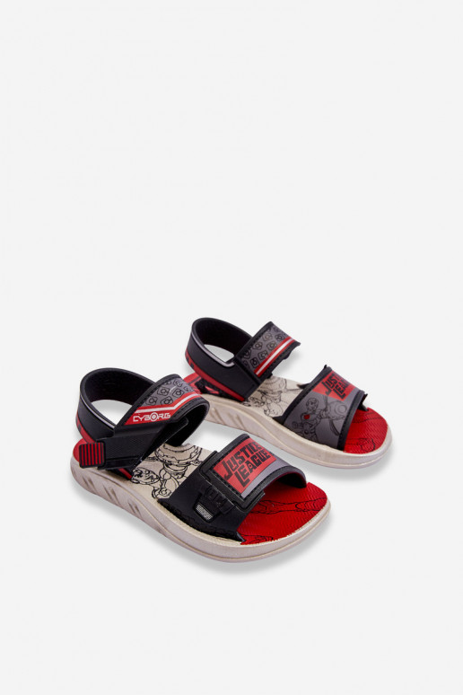 Sandálias infantis Grendene Kids JJ385011 pretas e vermelhas