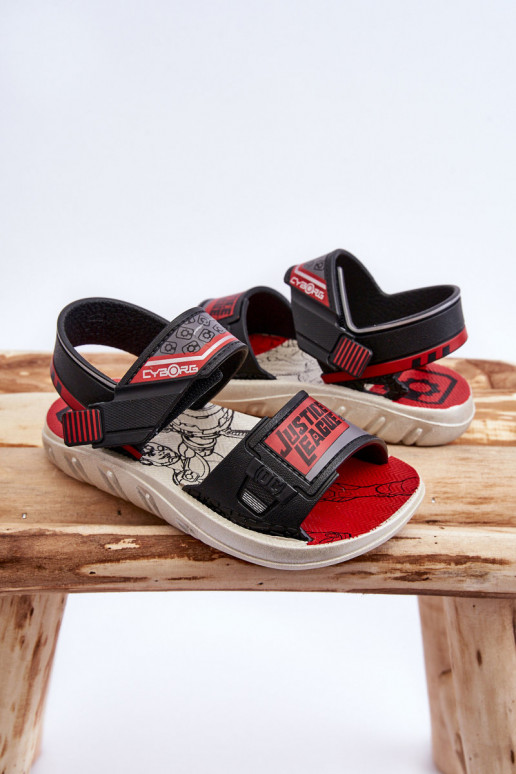 Sandálias infantis Grendene Kids JJ385011 pretas e vermelhas