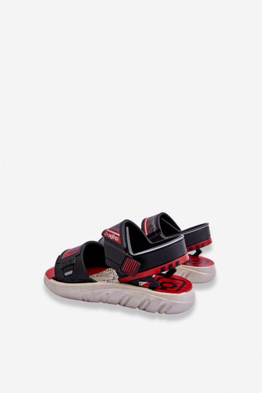 Sandálias infantis Grendene Kids JJ385011 pretas e vermelhas