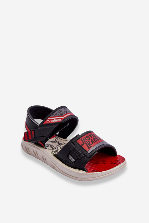 Sandálias infantis Grendene Kids JJ385011 pretas e vermelhas
