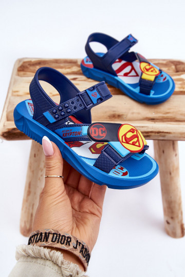 Sandálias infantis Superman Grendene Kids JJ385050 cor azul